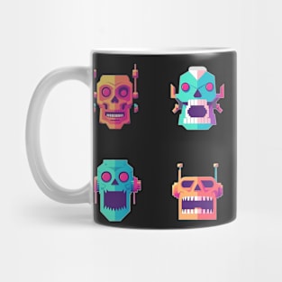 Cool Creepy Neon Skull Robots set Mug